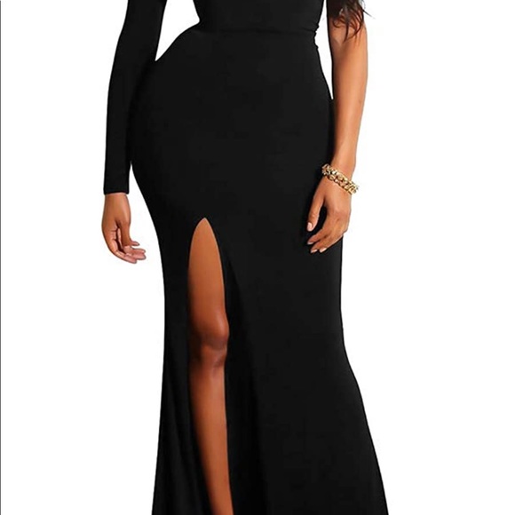 Sexy floor length black special occasion dress - Picture 2 of 4
